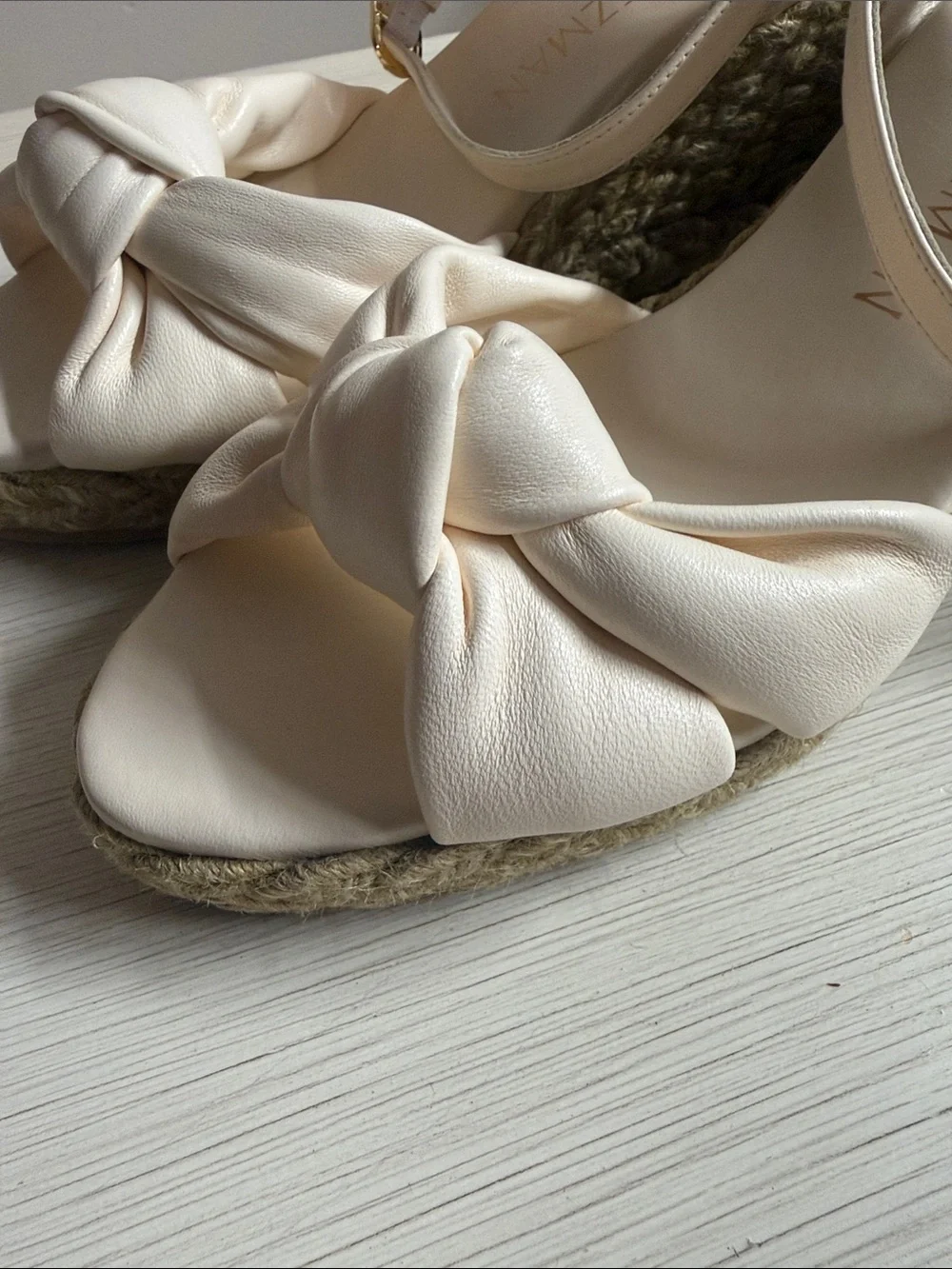 BN Playa Stuart Weitzman Cream Knot Espadrille Wedge Sandals 9.5 - Picture 5 of 7